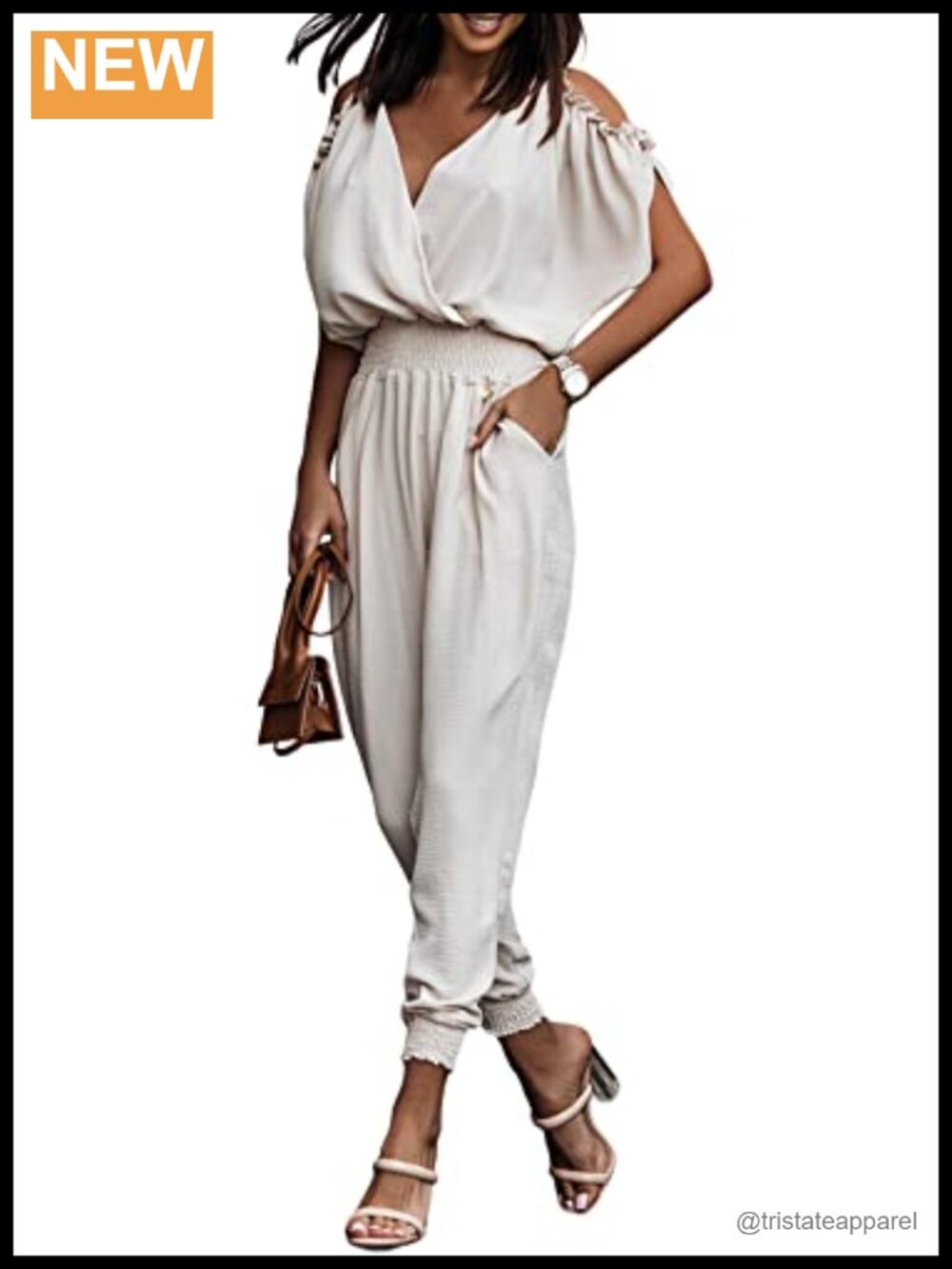 Dokotoo Womens One Piece Jumpsuit Cold Shoulder V Neck Long Pant Romper